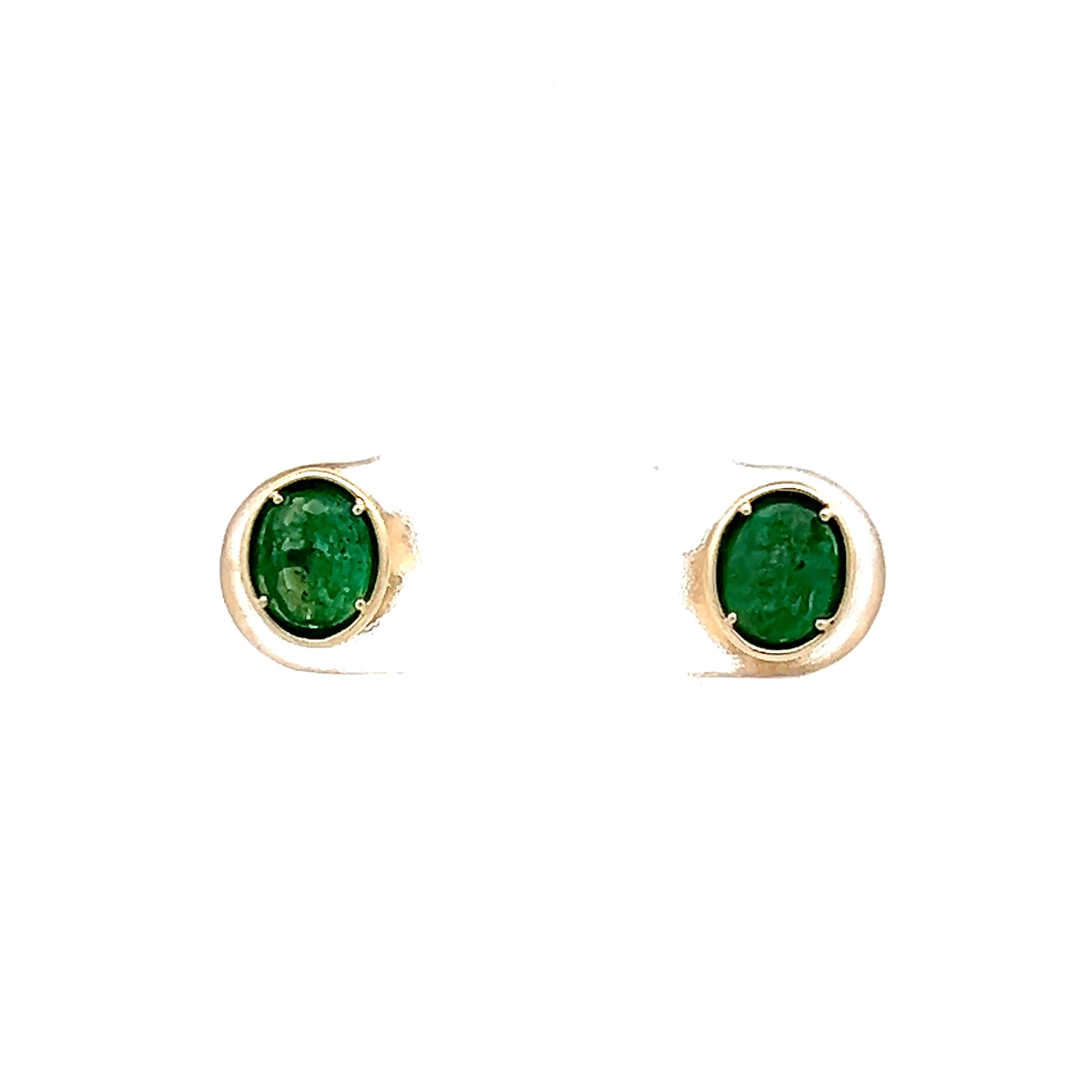 75 Oval Cut Emerald Stud Earrings in 14k Yellow Gold – Filigree