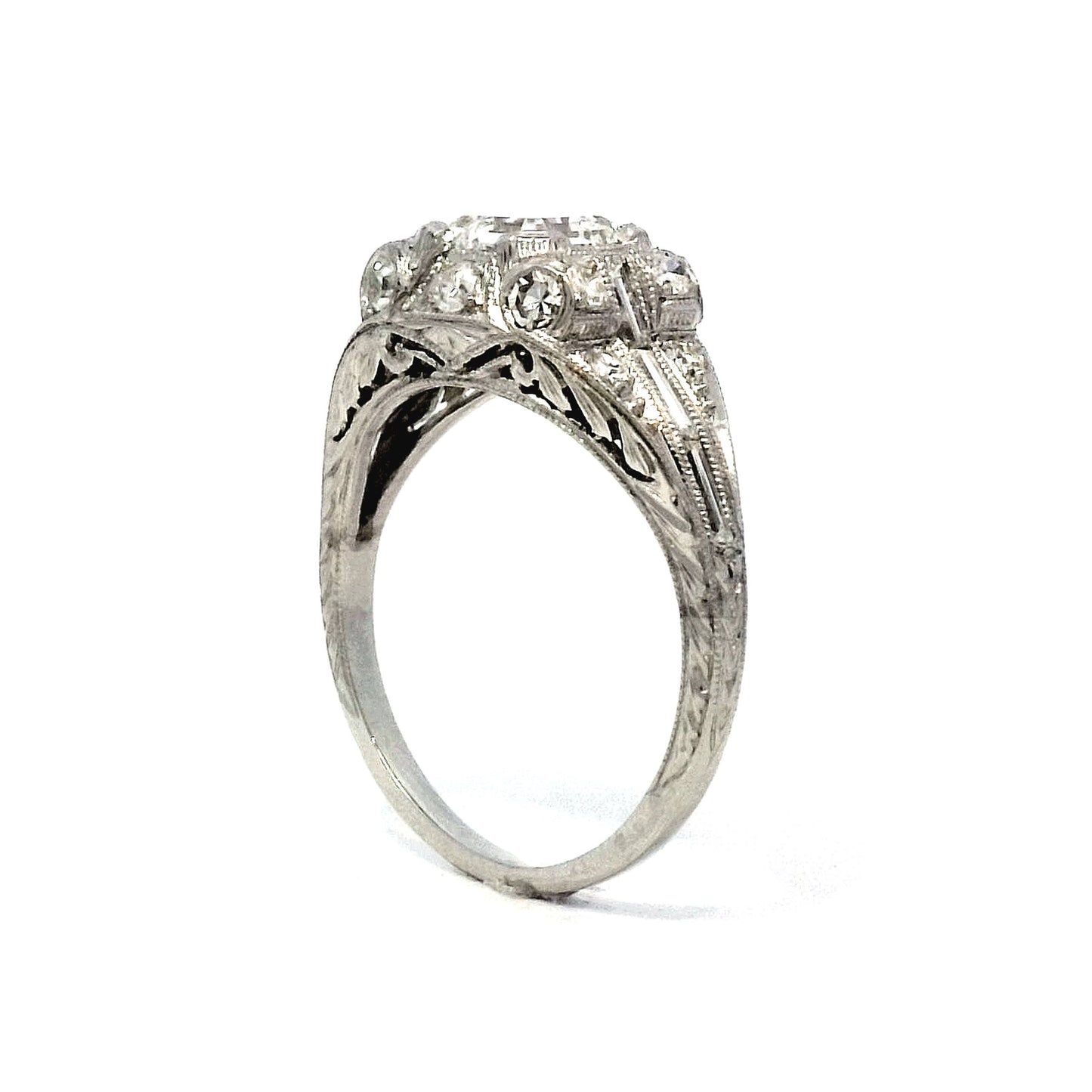 1.01 Art Deco Asscher Cut Diamond in Platinum