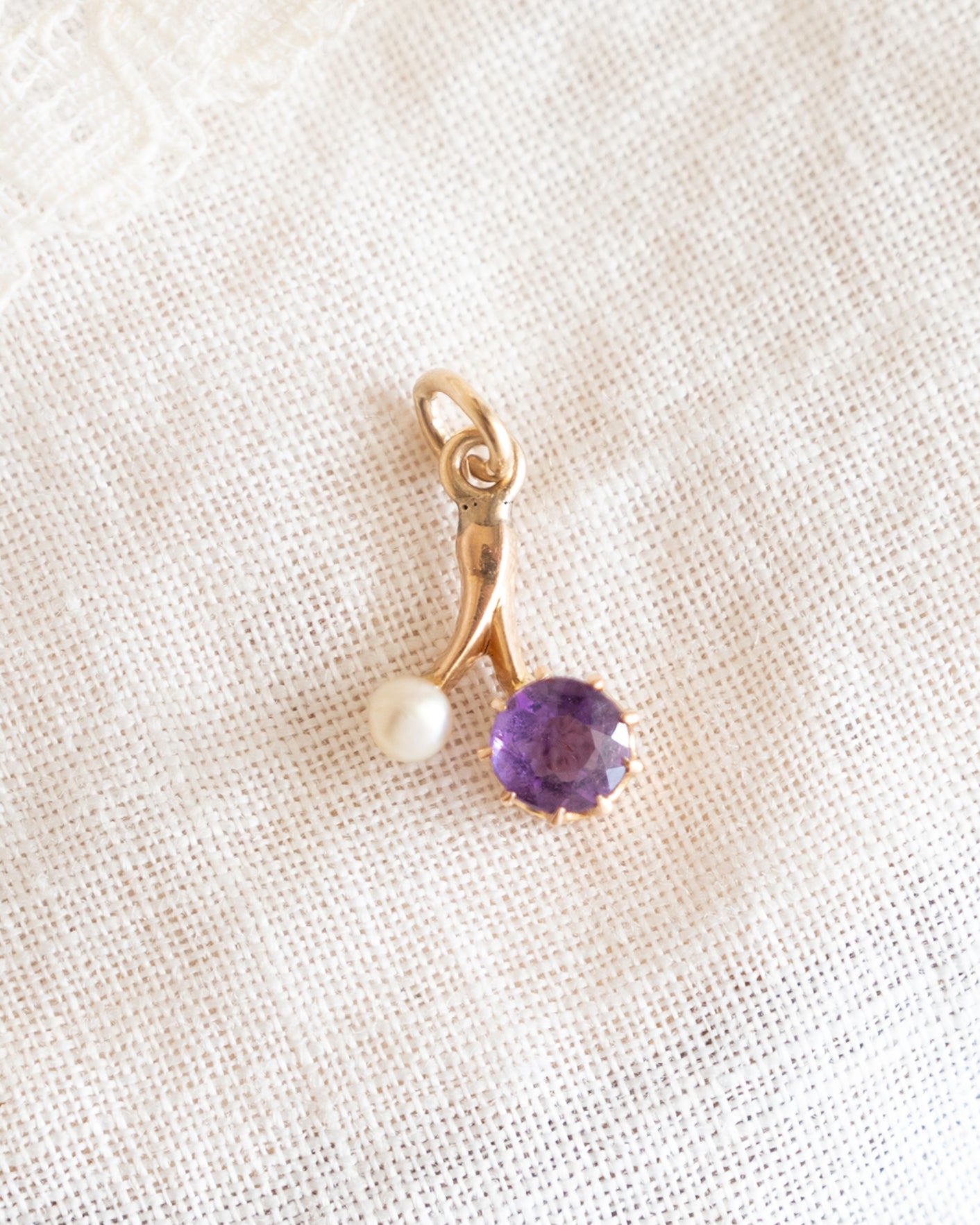 .26 Vintage 1960s Amethyst Birthstone Charm 14k