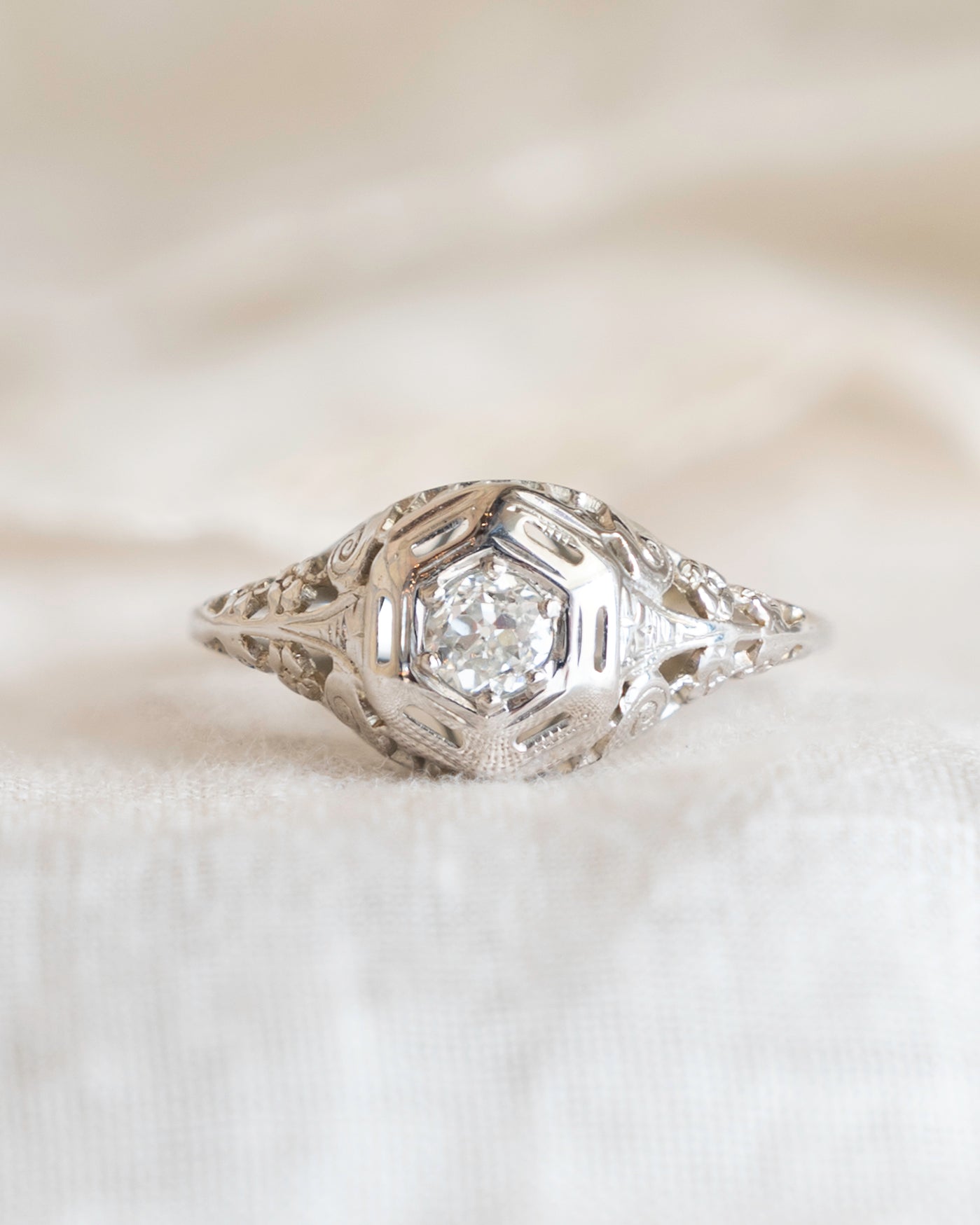 .23 Antique Old European Diamond Engagement Ring 18k