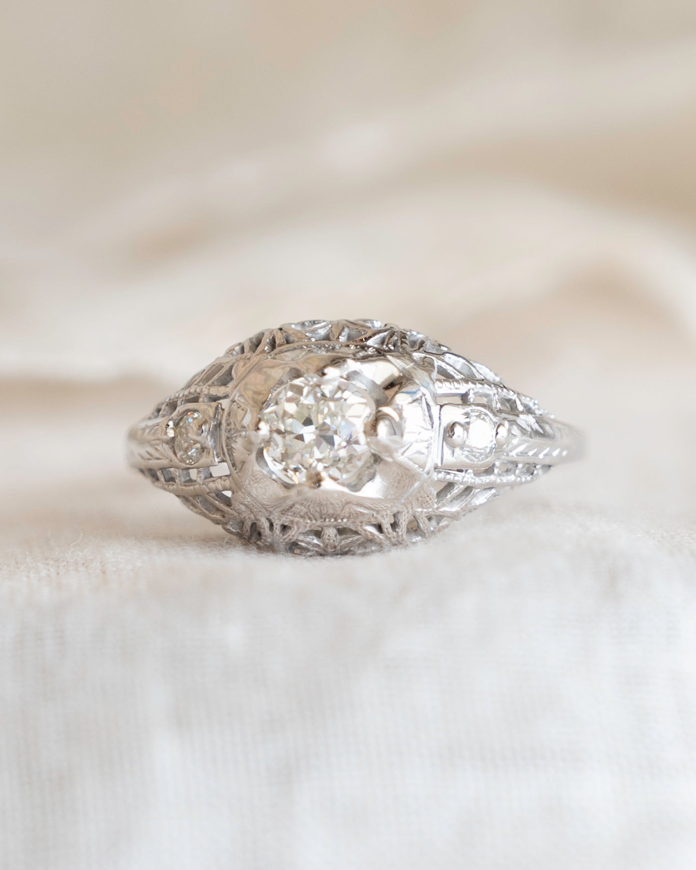 .45 Antique Old Euro Diamond Engagement Ring 18k
