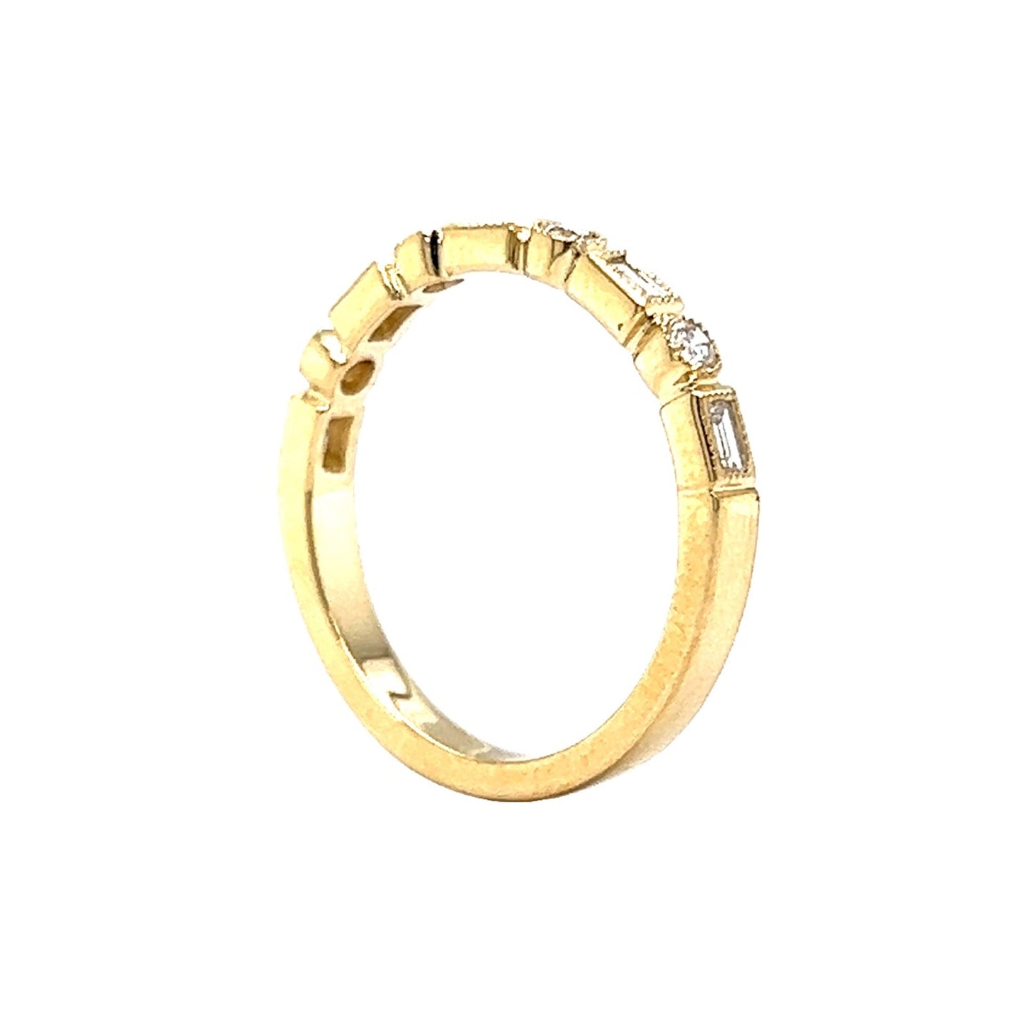Yellow Gold Baguette Cut Diamond Wedding Band in 14k