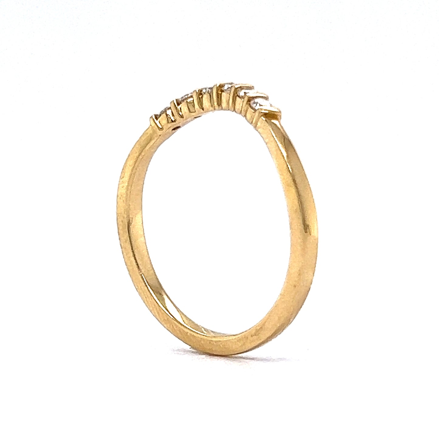 .18 Round Diamond Contoured Wedding Band in Yellow Gold
