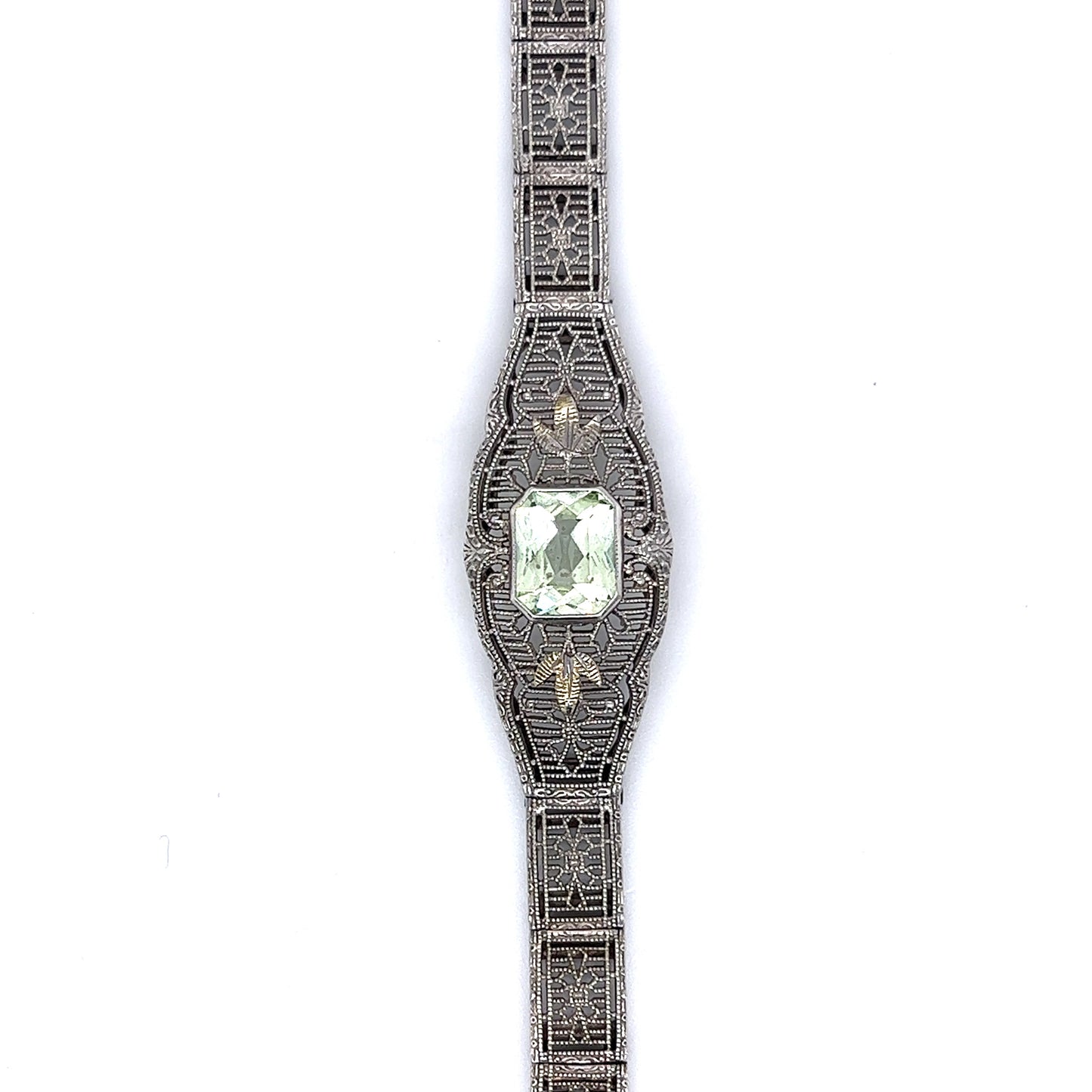 Antique Bracelet Art Deco 2.09 Carat Zircon in 10K White Gold