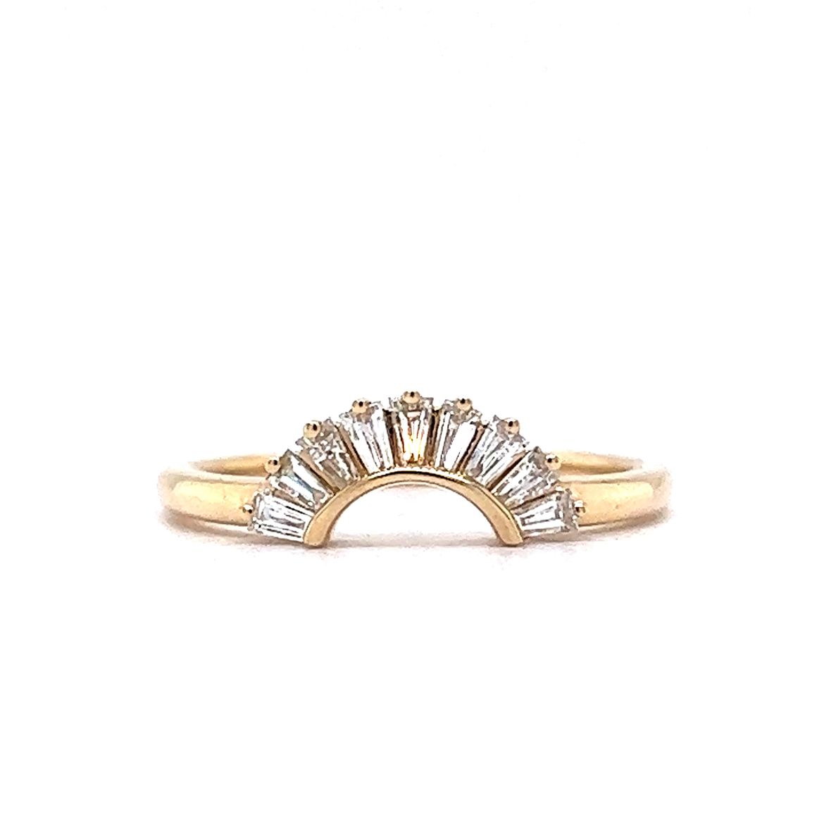 27 Curved Baguette Diamond Wedding Band in 14k Yellow Gold