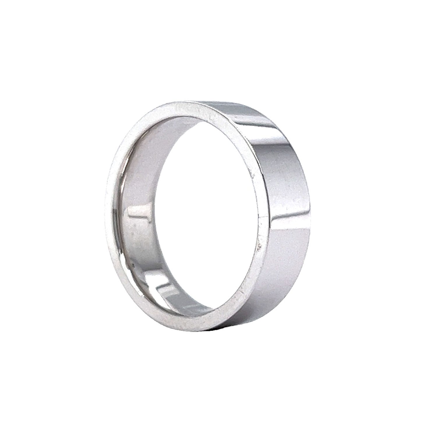 Men's Flat Comfort Fit Wedding Band in 14k White Gold