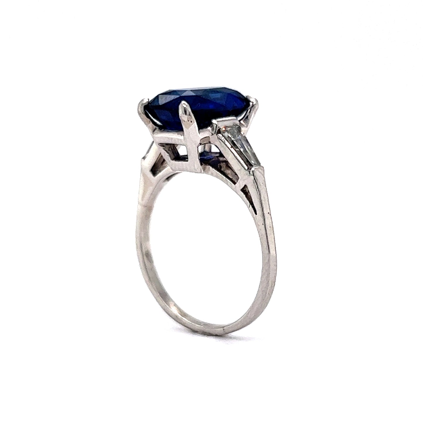 4 Carat Cushion Cut Sapphire Engagement Ring in Platinum