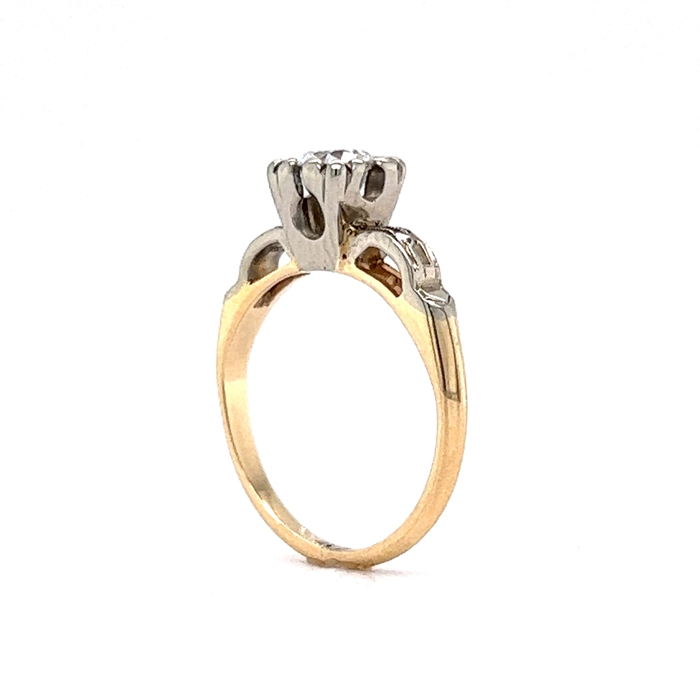 Retro .36 Transitional Cut Diamond Engagement Ring in 14k Yellow Gold
