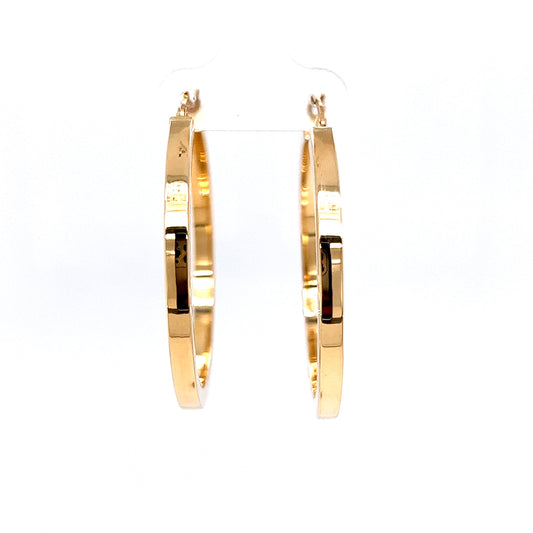 Flat Edge Hoop Earrings in 14k Yellow Gold