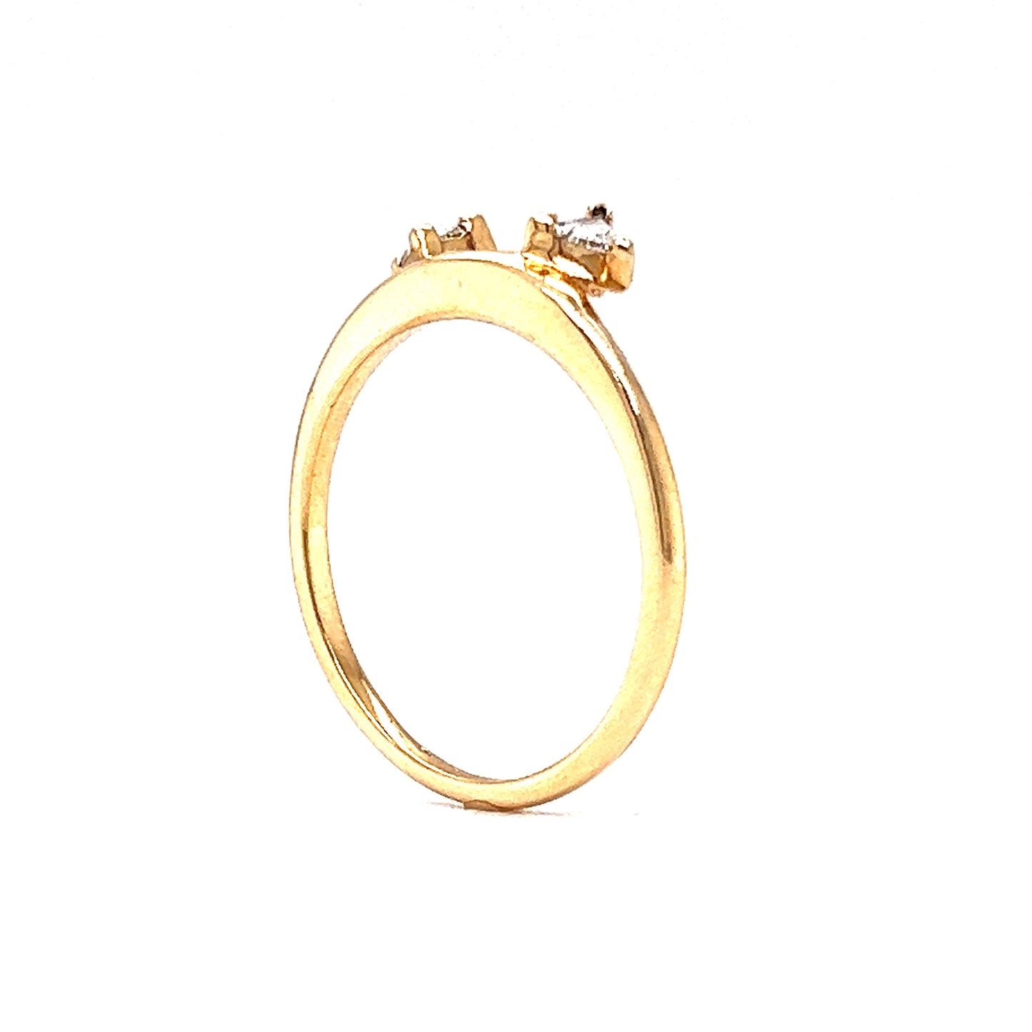 Yellow Gold Triangle Cut Diamond Wedding Ring Guard in 14k