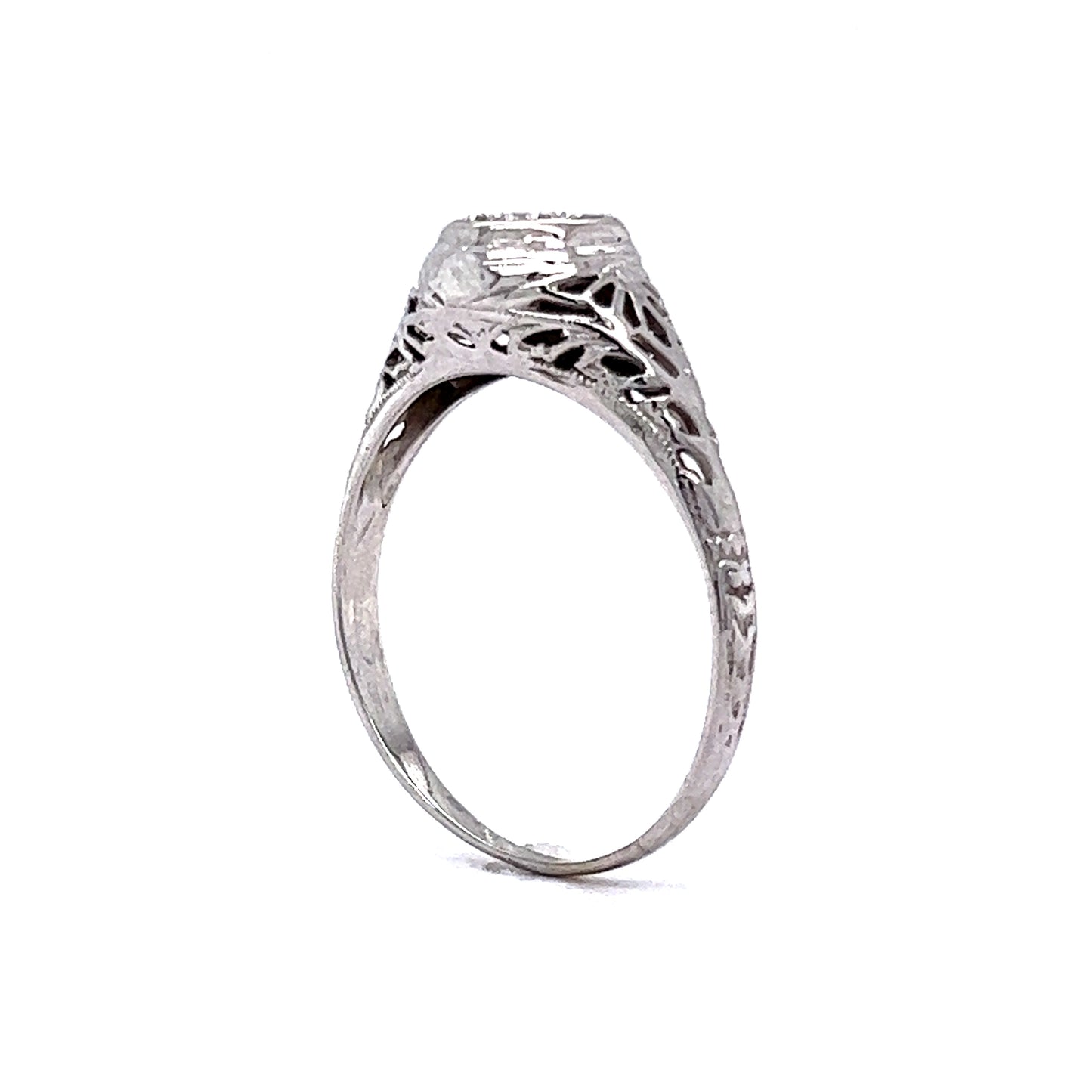 .19 Vintage Art Deco Diamond Engagement Ring in 18k White Gold