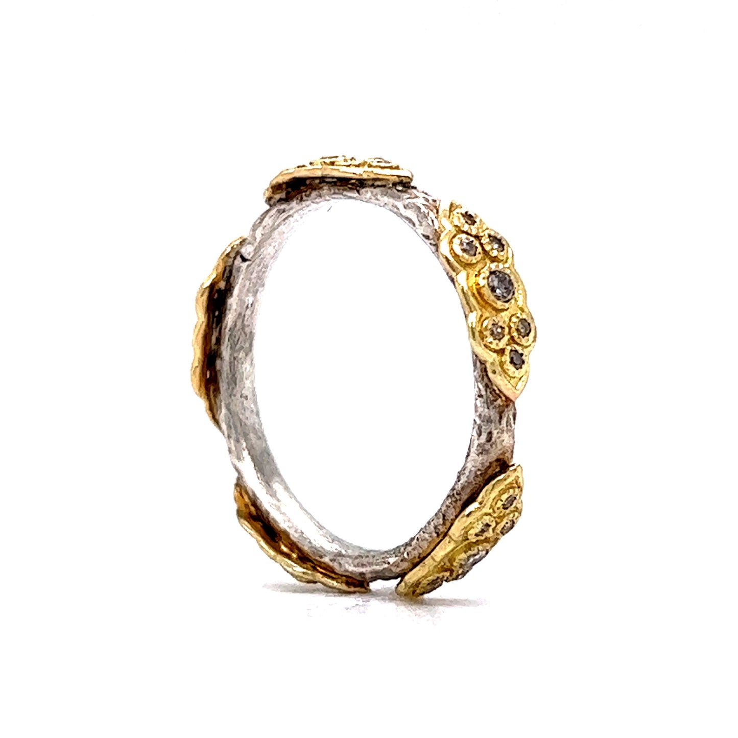 Diamond Armenta Stacking Ring in Silver & 18k Gold