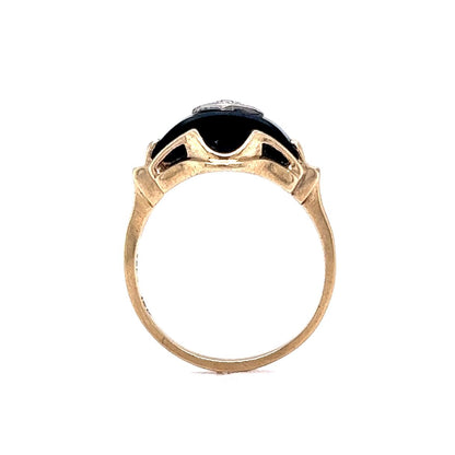 Vintage Diamond & Black Onyx Ring in 10k Yellow Gold