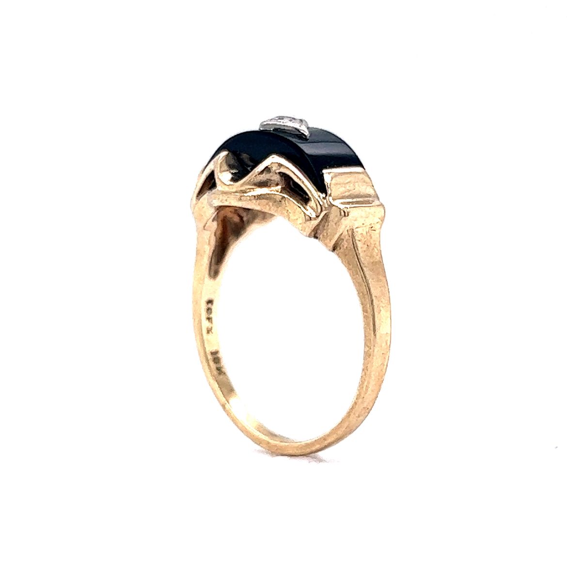 Vintage Diamond & Black Onyx Ring in 10k Yellow Gold