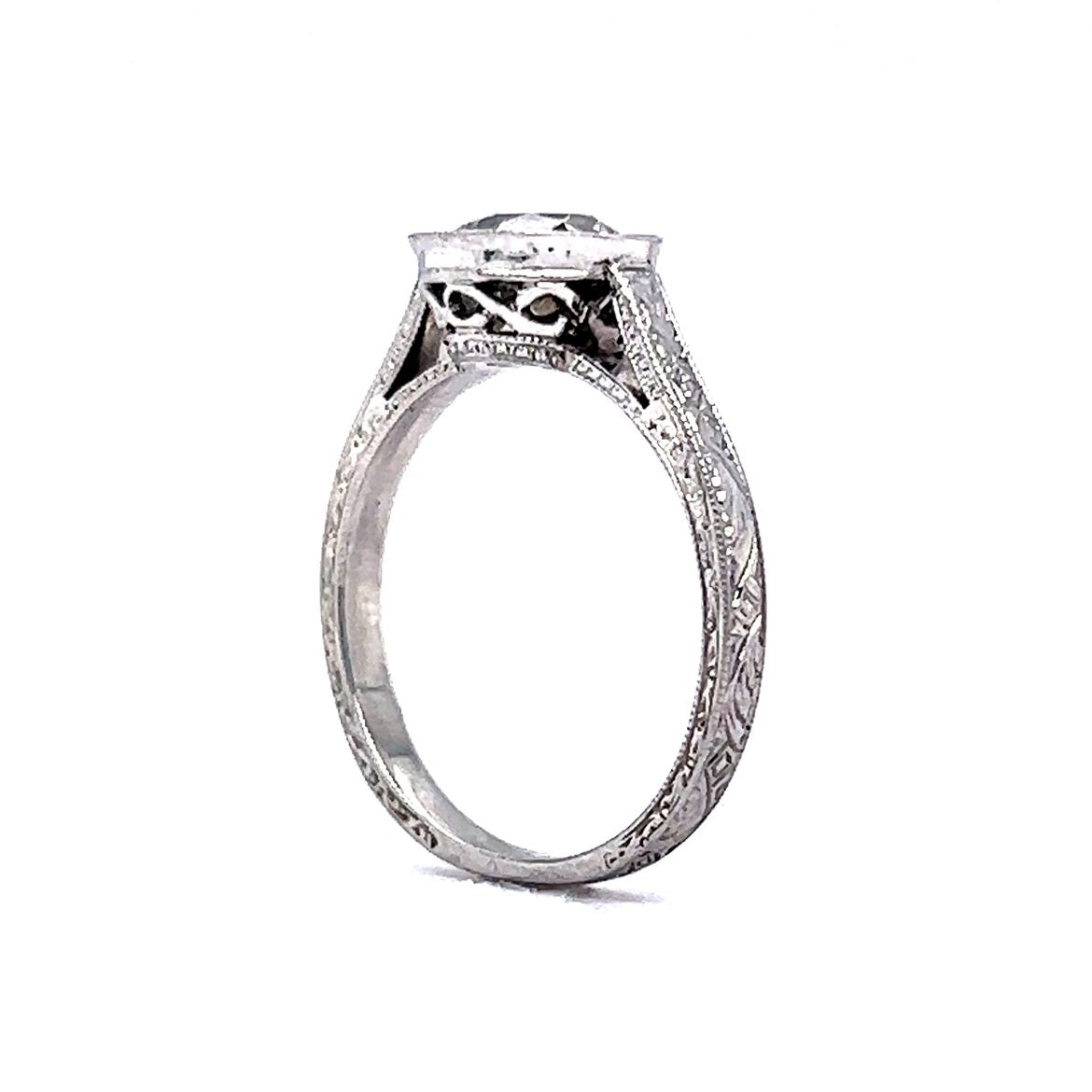 1.38 Old European Solitaire Bezel Platinum Engagement Ring
