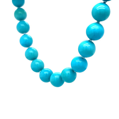 Vintage Turquoise Bead Necklace in 14k Yellow Gold