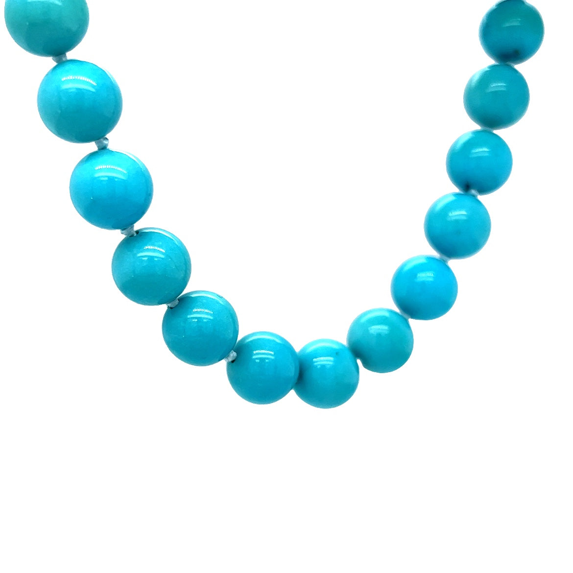 Vintage Turquoise Bead Necklace in 14k Yellow Gold