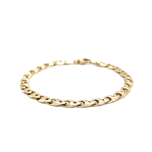 Puffy Mariner Chain Link Bracelet in 14k Yellow Gold