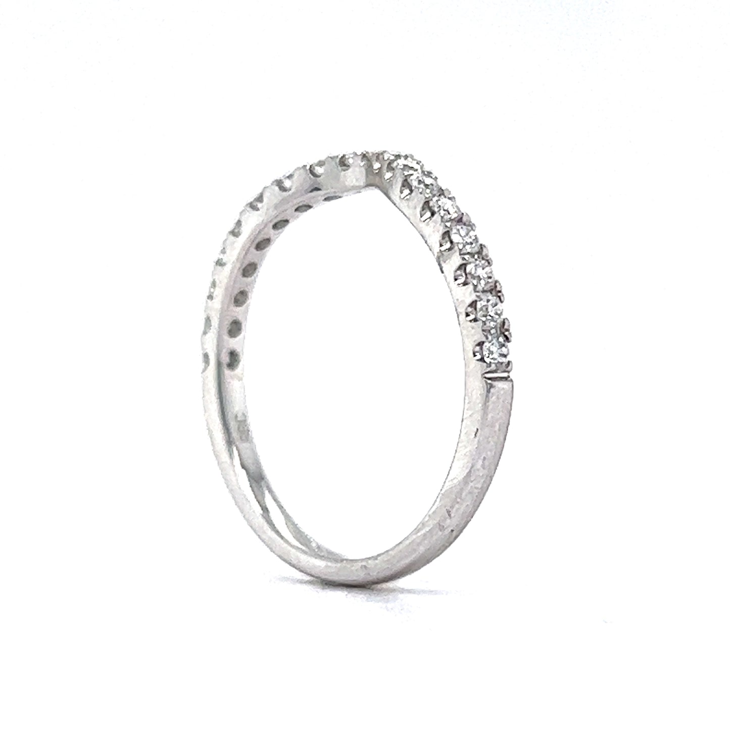 .30 Modern Contoured Diamond Wedding Band in 14k White Gold