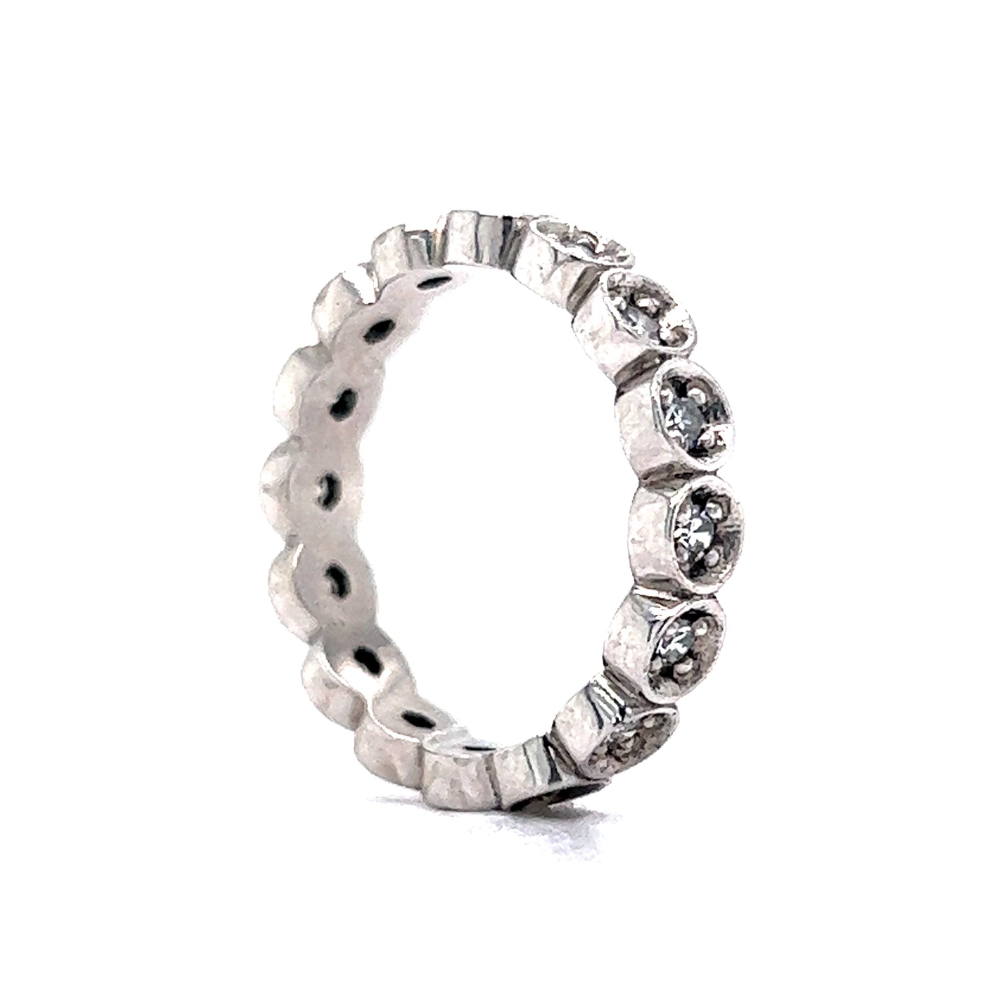 Vintage Eternity Wedding Band Mid-Century .48 Single Cut Diamonds in 14K White Gold