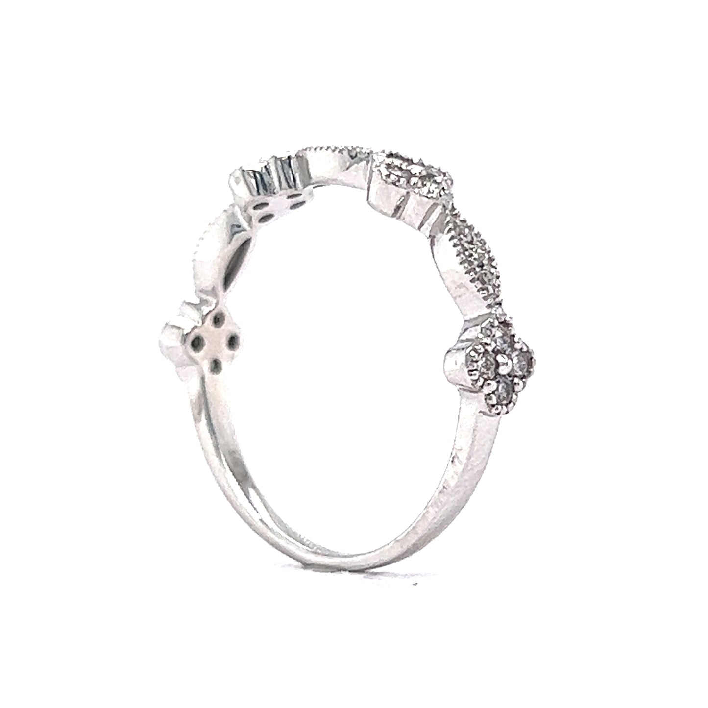 .24 Milgrain Diamond Wedding Band in 14k White Gold