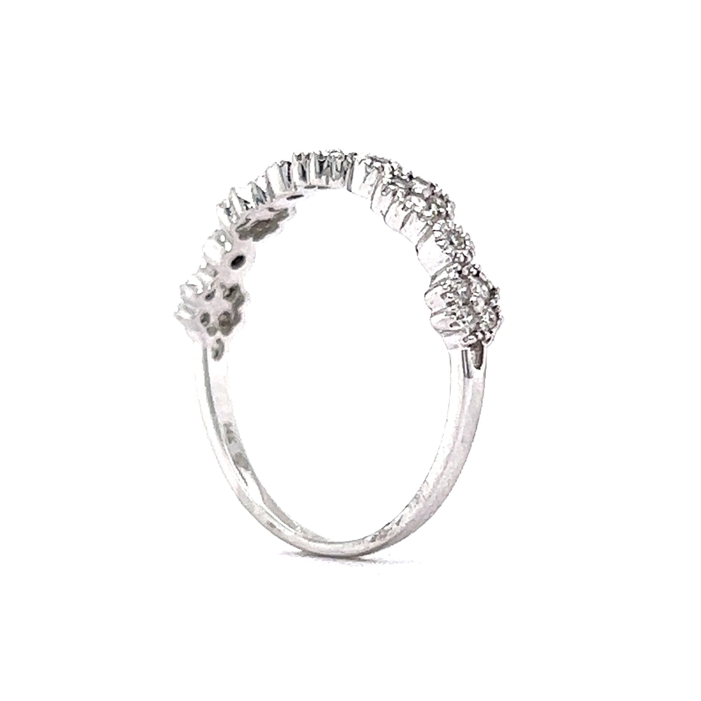 .24 Bezel Milgrain Diamond Wedding Band in 14k White Gold