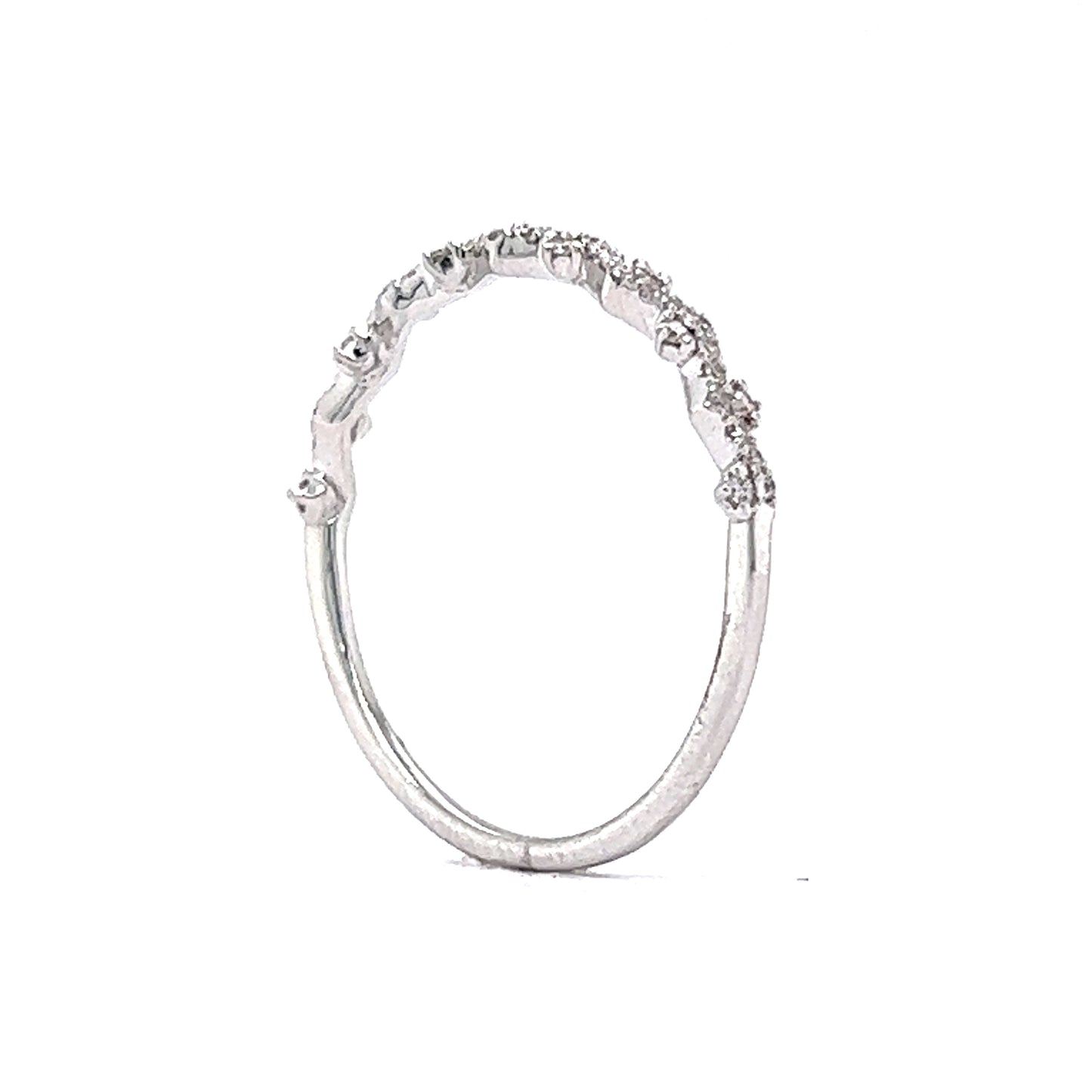 .13 Modern Pave Diamond Wedding Band in 14k White Gold