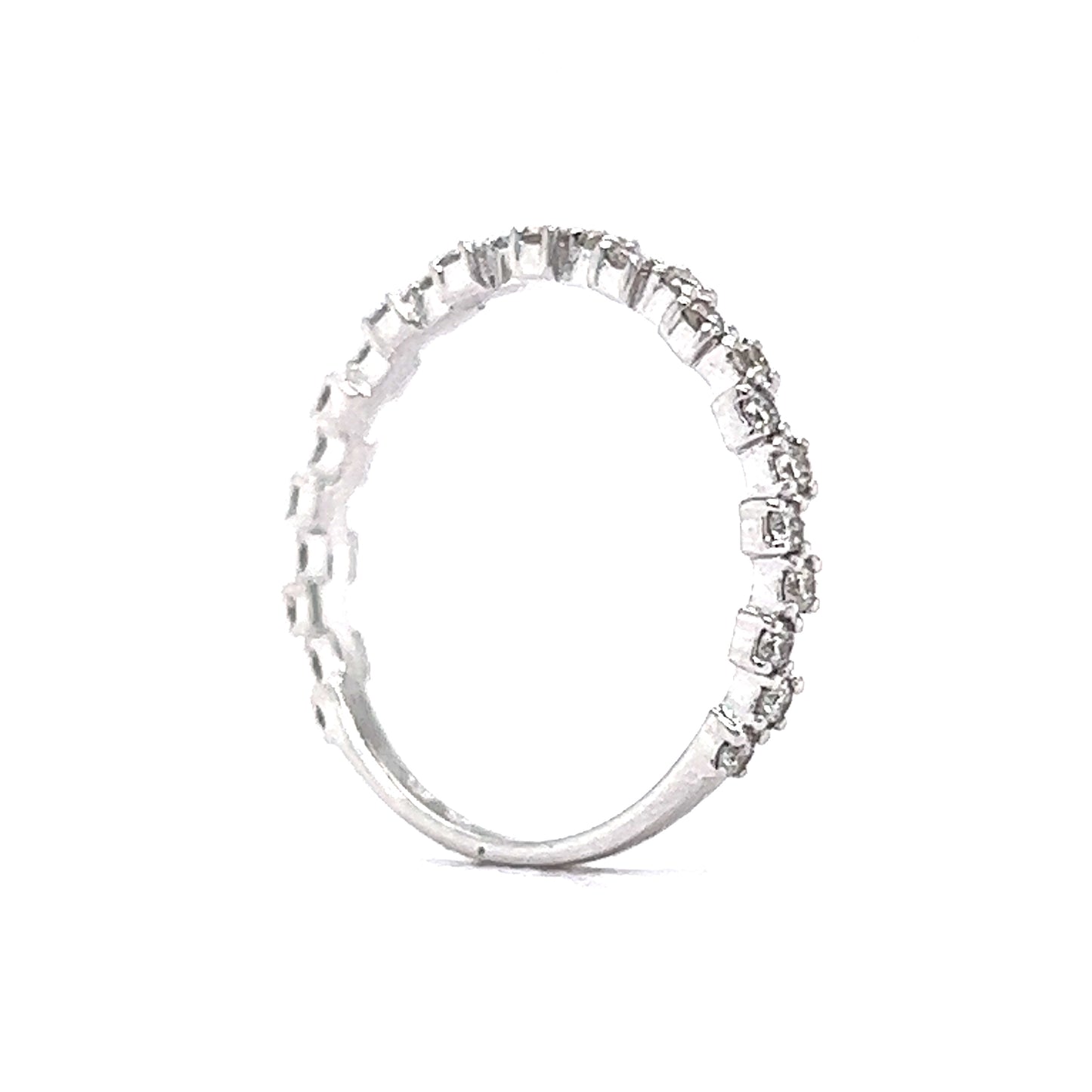 .22 Offset Diamond Wedding Band in 14k White Gold