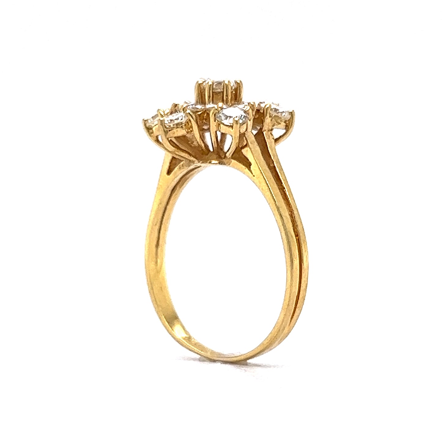 .23 Diamond Cluster Right Hand Ring in 18k Yellow Gold