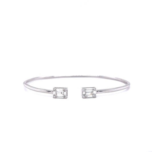 .28 Emerald Cut Diamond Bangle Bracelet in 18k White Gold