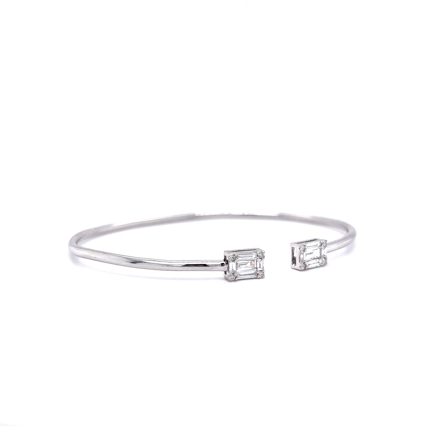 .28 Emerald Cut Diamond Bangle Bracelet in 18k White Gold