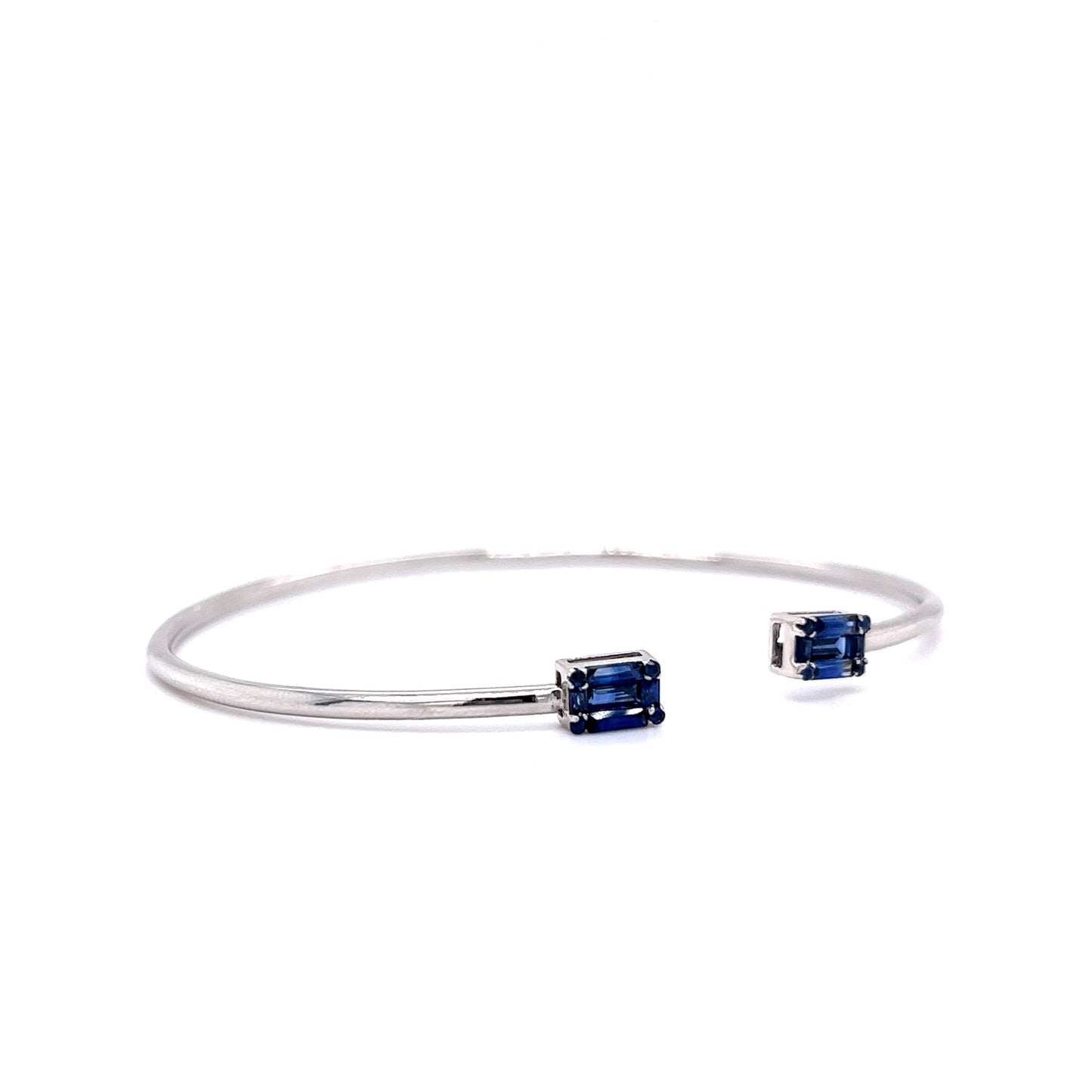 .66 Baguette Cut Sapphire Bangle Bracelet in 18k White Gold