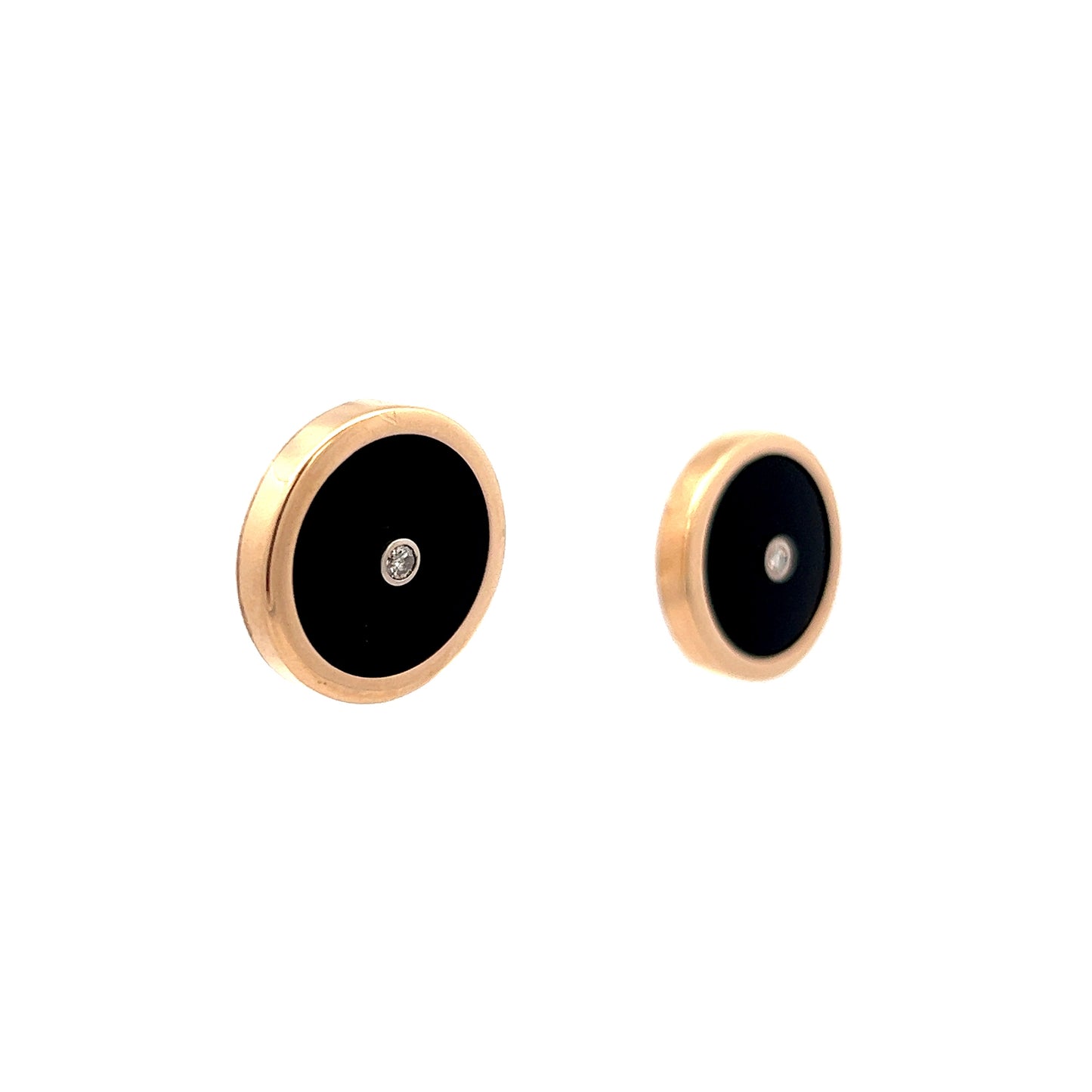 Diamond & Onyx Stud Earrings in 18k Yellow Gold