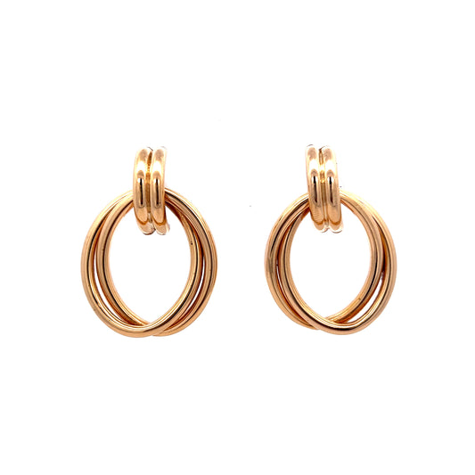 Double Loop Dangle Earrings in 14k Yellow Gold