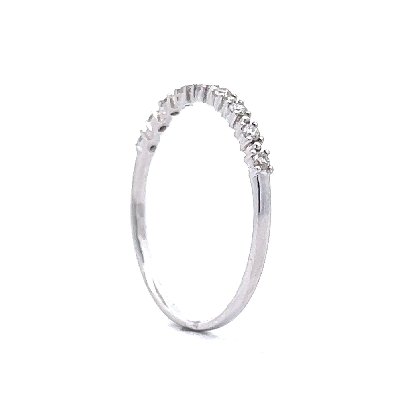 Bead Spaced Diamond Wedding Band in 14k White Gold
