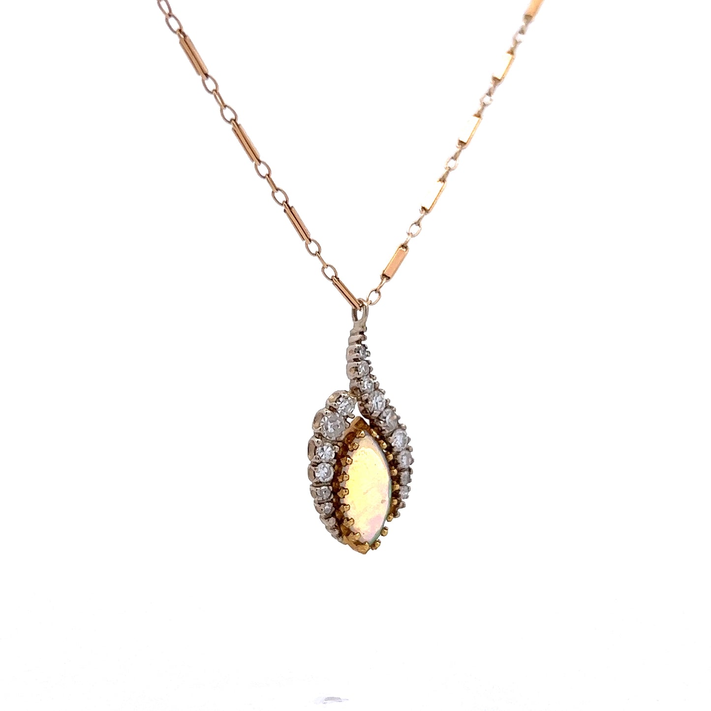 .77 Vintage Cabochon Opal Pendant in 18k Yellow Gold