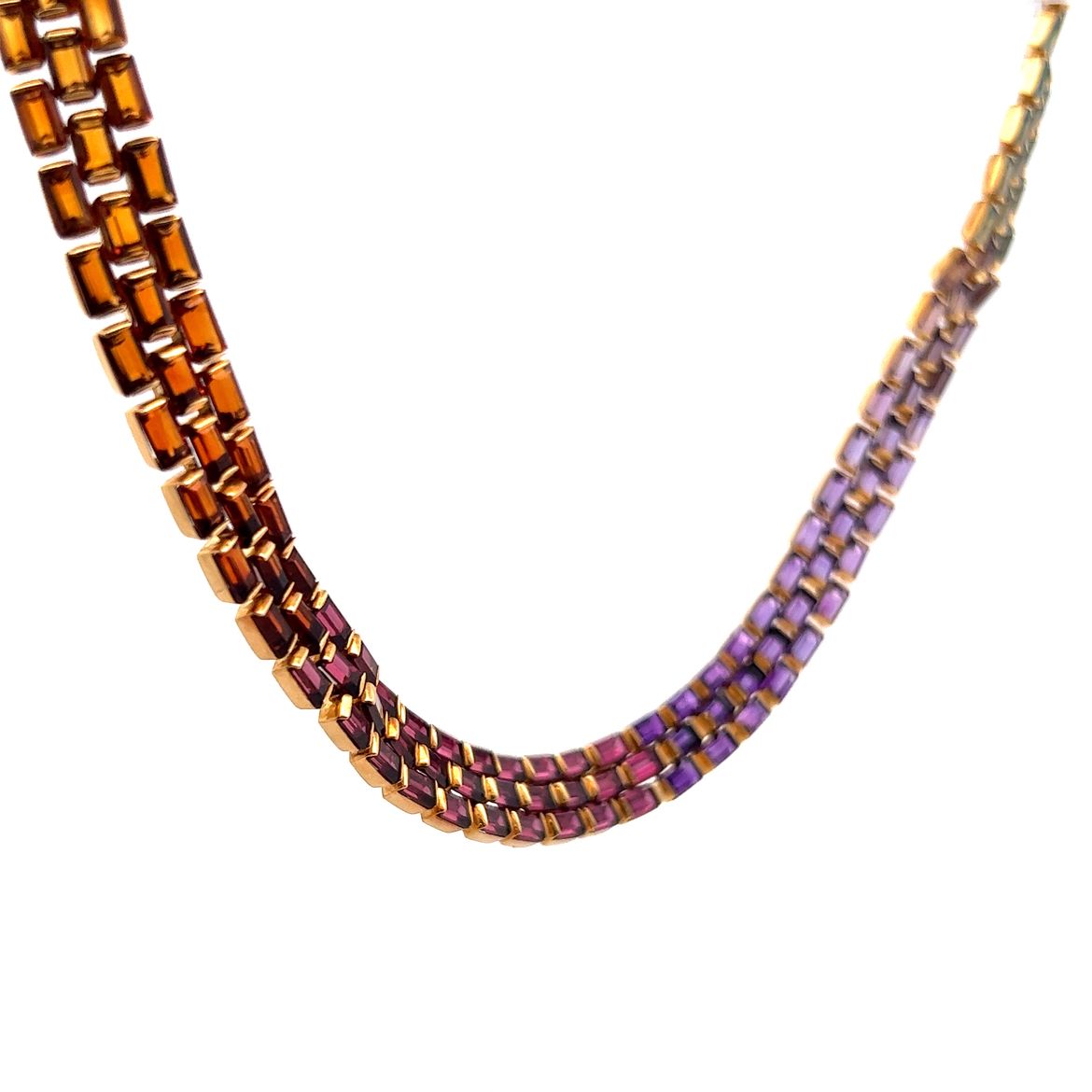 49.14 Multi-Gemstone Necklace & Bracelet Set in 18k