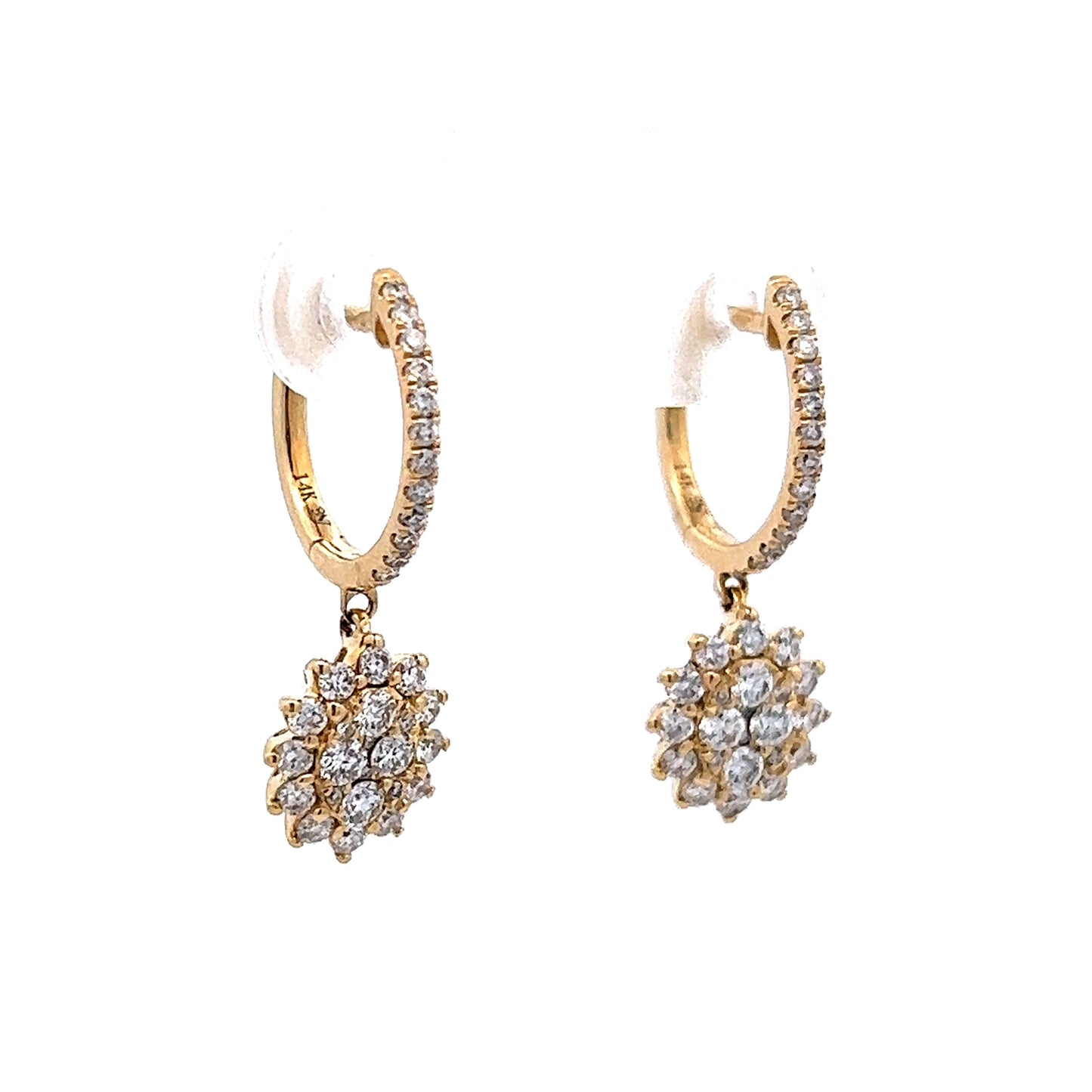 .61 Diamond Drop Hoop Earrings in 14k Yellow Gold