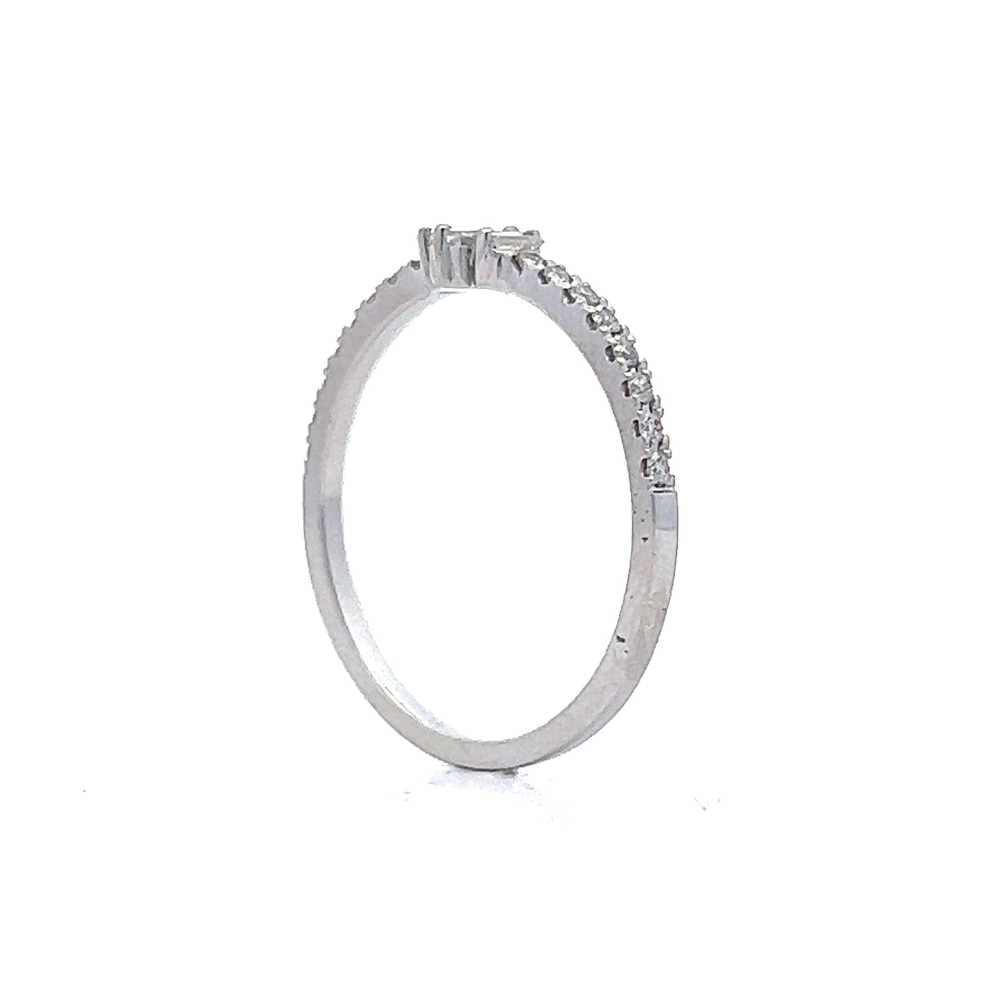 Baguette Cut Diamond Stacking Ring in 14k White Gold