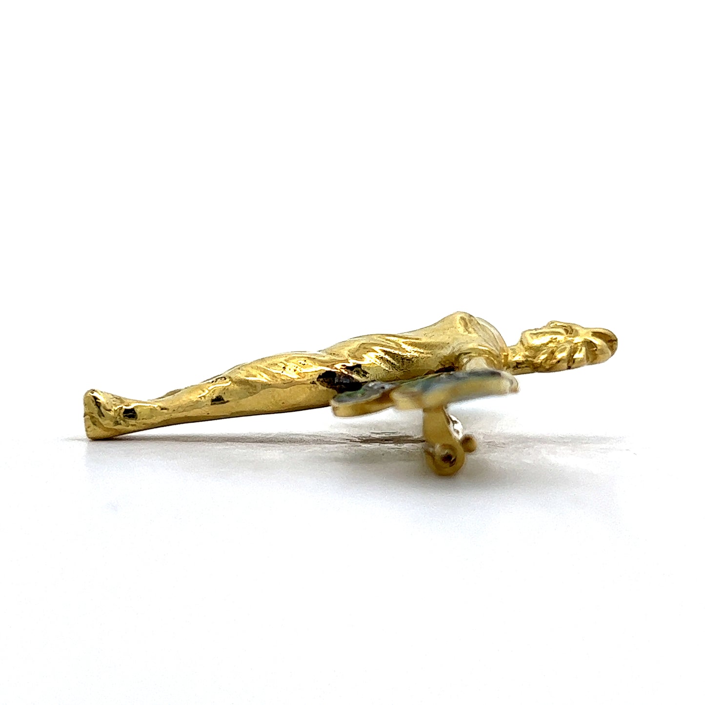 Art Nouveau Style Dragonfly Woman Brooch in 18k Yellow Gold