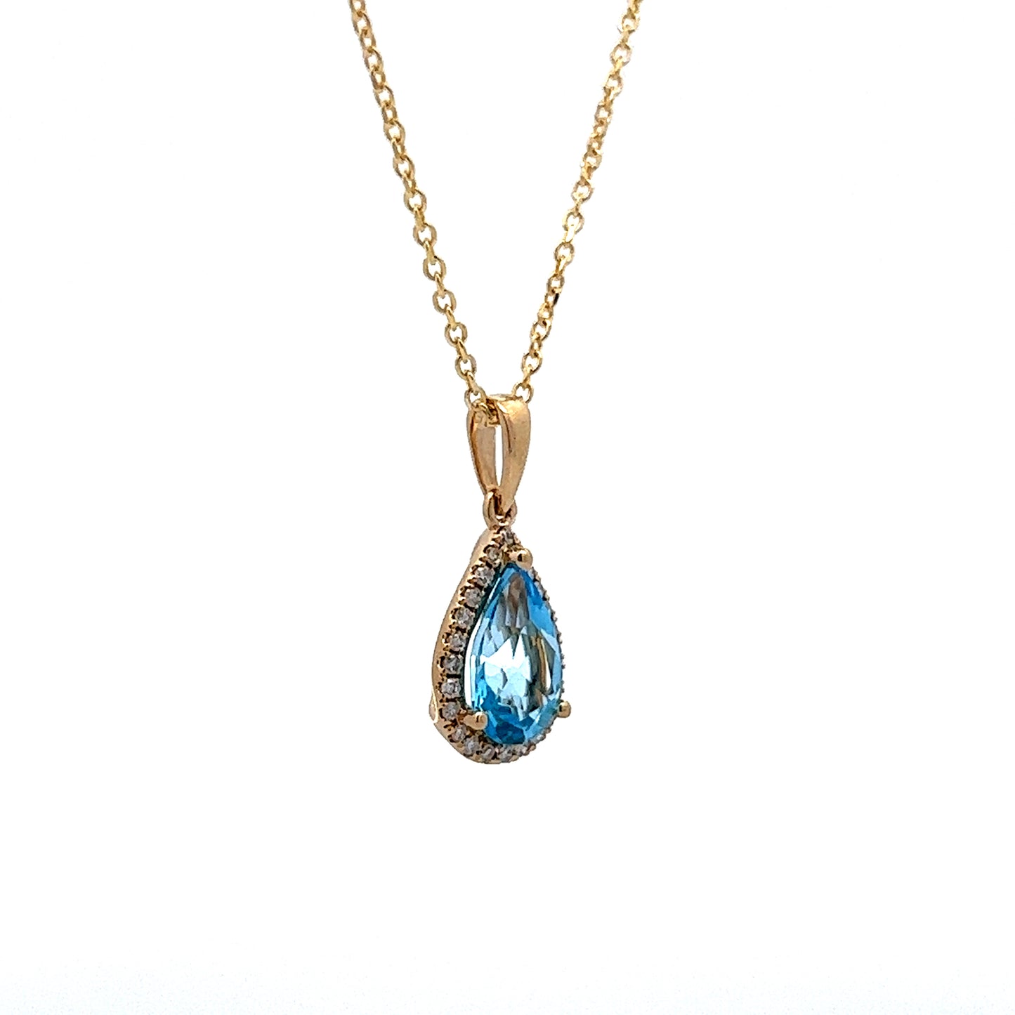 Topaz & Diamond Pendant in 14k Yellow Gold