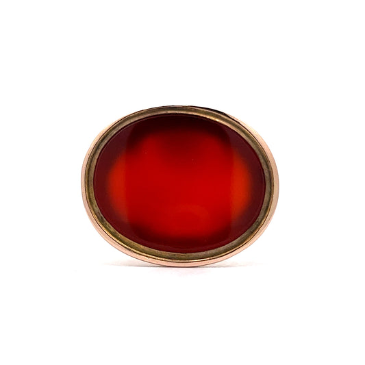 14.58 Red Carnelian Cabochon Pendant Necklace in Yellow Gold