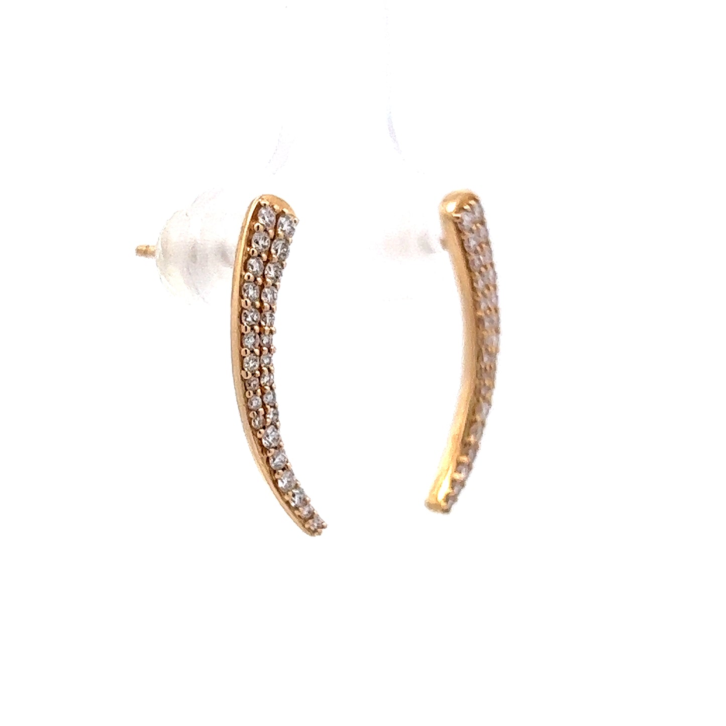 .44 Curved Diamond Stud Earrings in 14k Yellow Gold