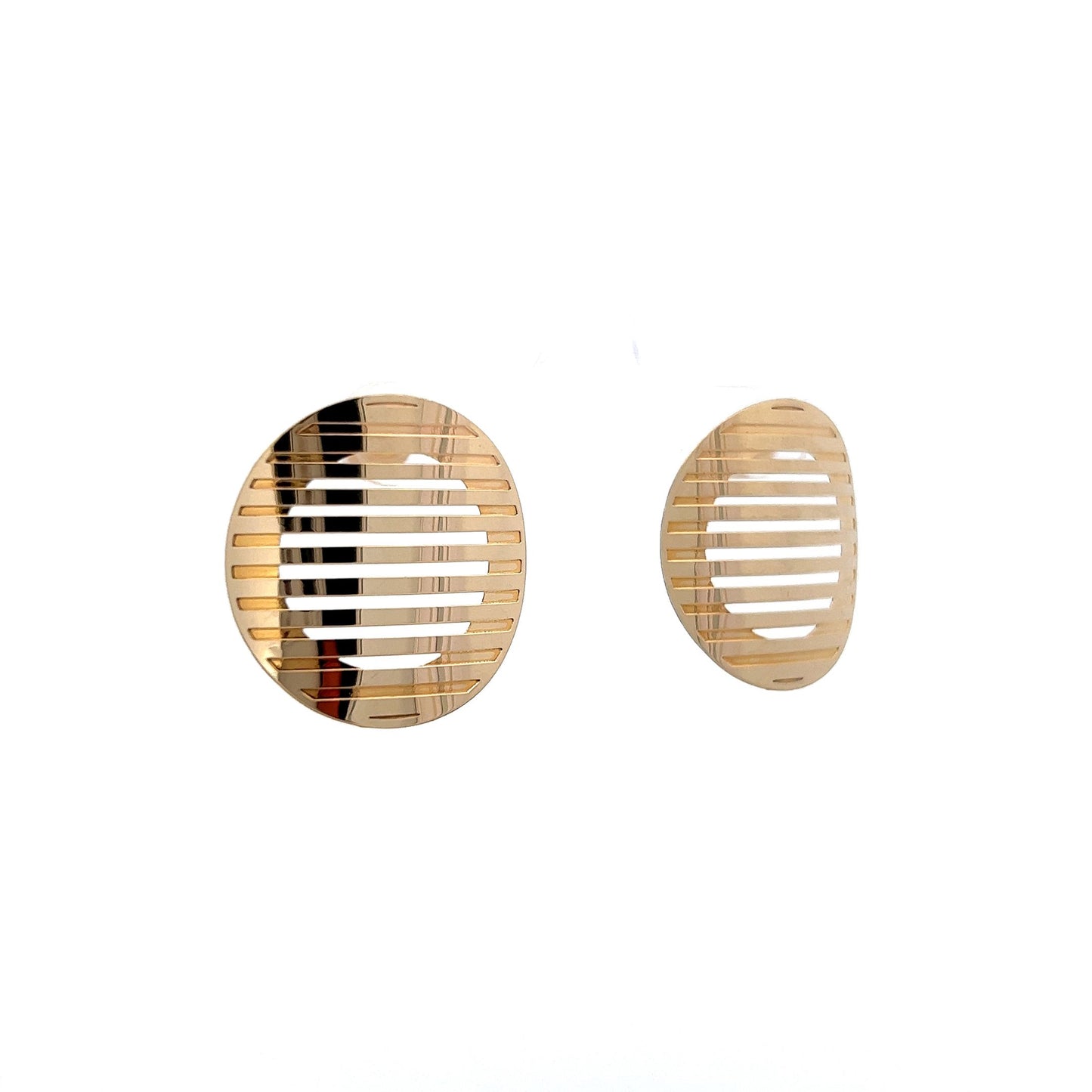 Slatted Earring Studs in 14k Yellow Gold
