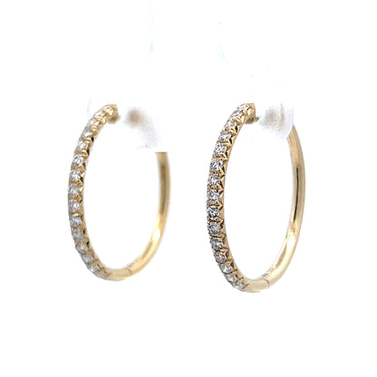 .42 Diamond Earring Hoops in 14K Yellow Gold