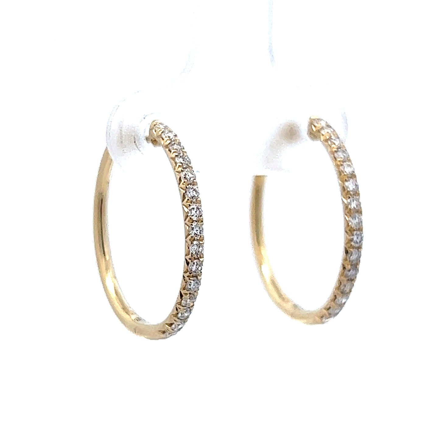 .42 Diamond Earring Hoops in 14K Yellow Gold