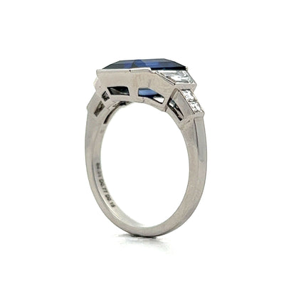 5.01 Blue Sapphire Engagement Ring in Platinum