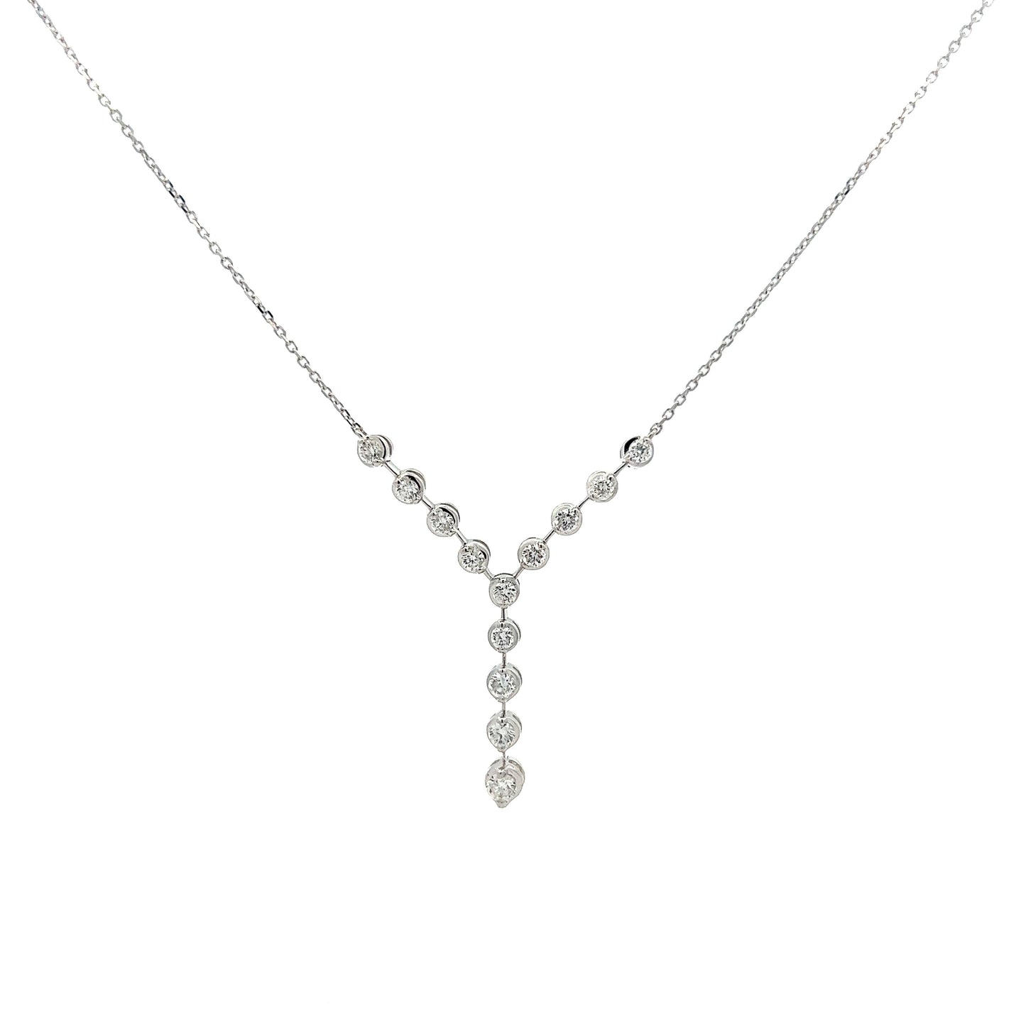 Y Shaped Diamond Pendant Necklace in White Gold