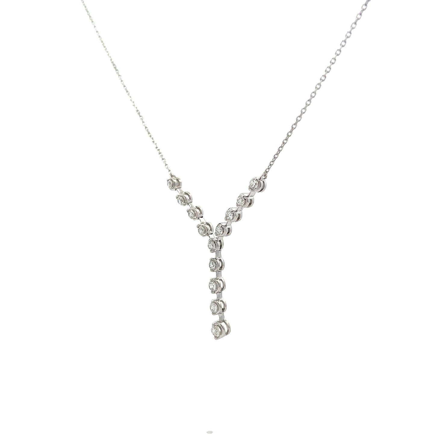Y Shaped Diamond Pendant Necklace in White Gold