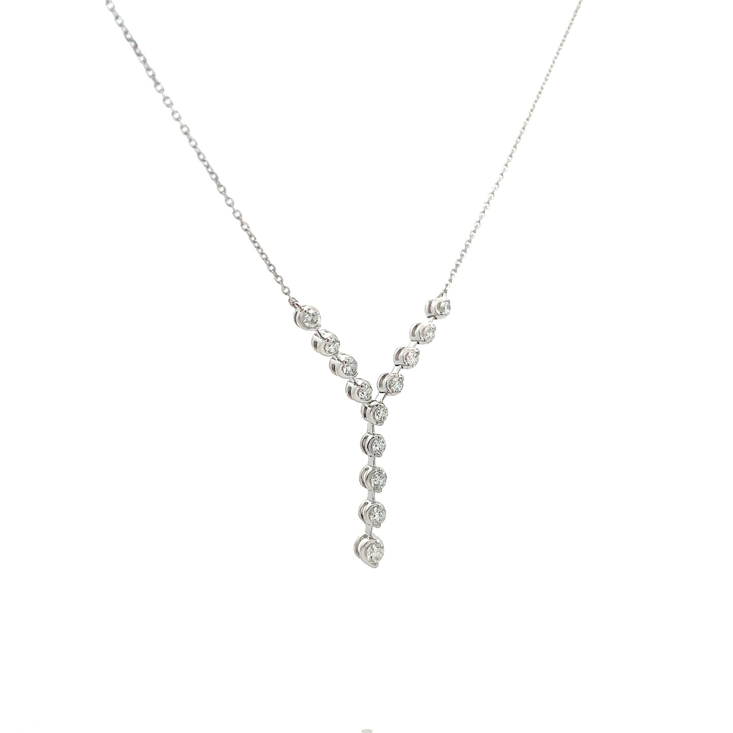 Y Shaped Diamond Pendant Necklace in White Gold